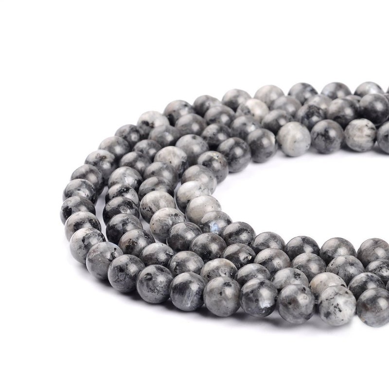LIFAVOVY 4mm Natural Larvikite Black Labradorite Gemstone Small Round Loose Beads for Jewelry Making (85-95pcs/strand) - Image 3